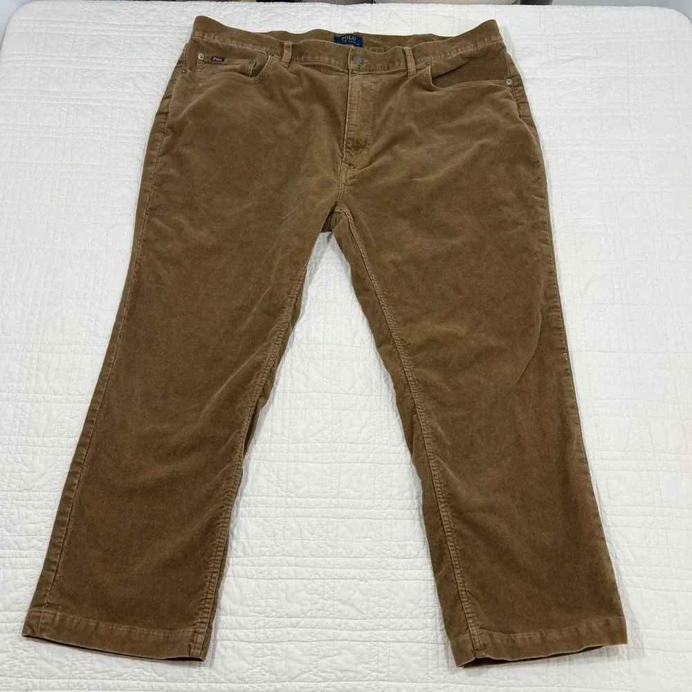 Polo Ralph Lauren Mens Brown Corduroy Stretch Classic Fit Pants 44x30 Tan Brown
